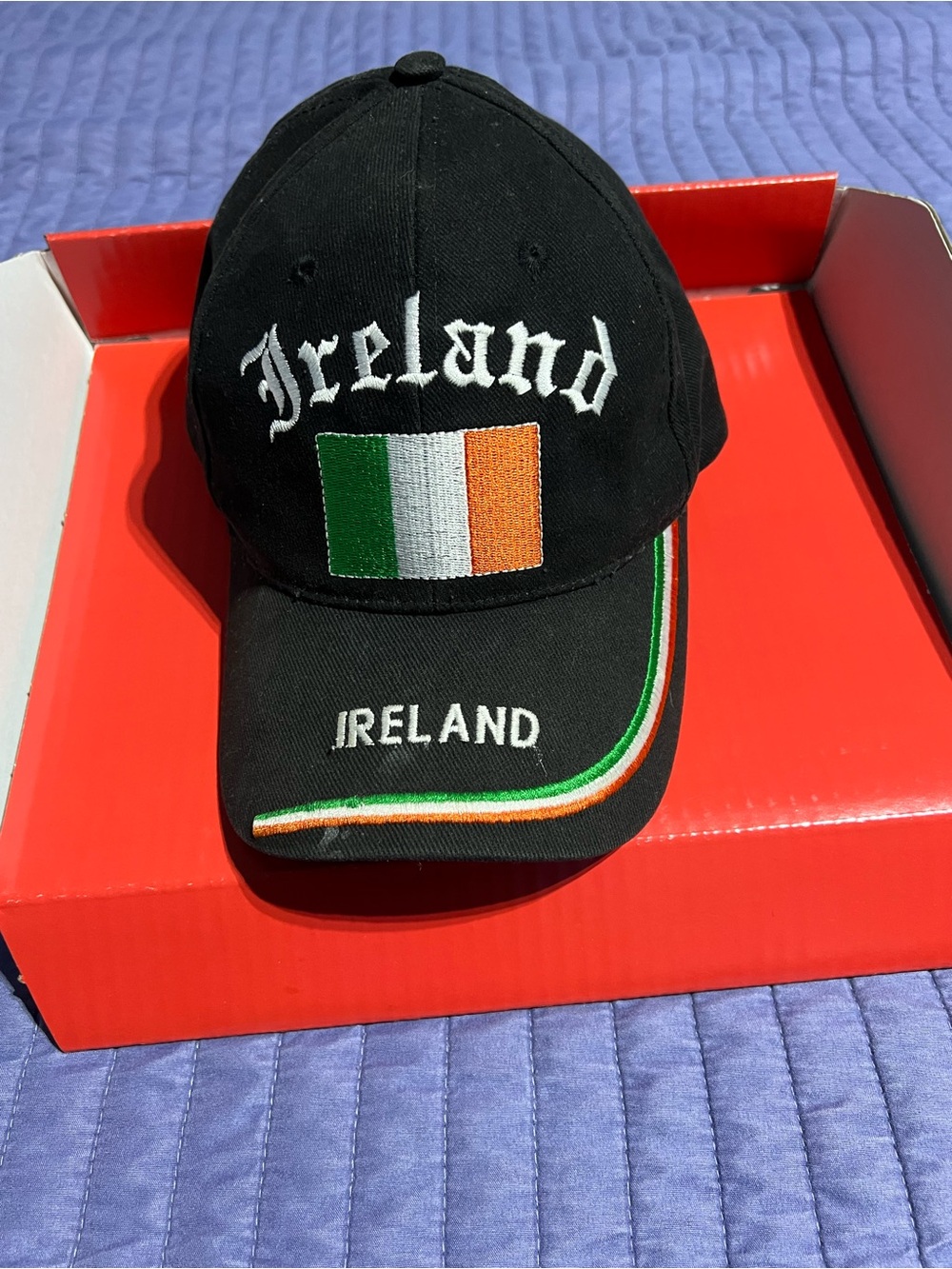 Source Unknown Black Ireland Baseball Cap with Irish Flag